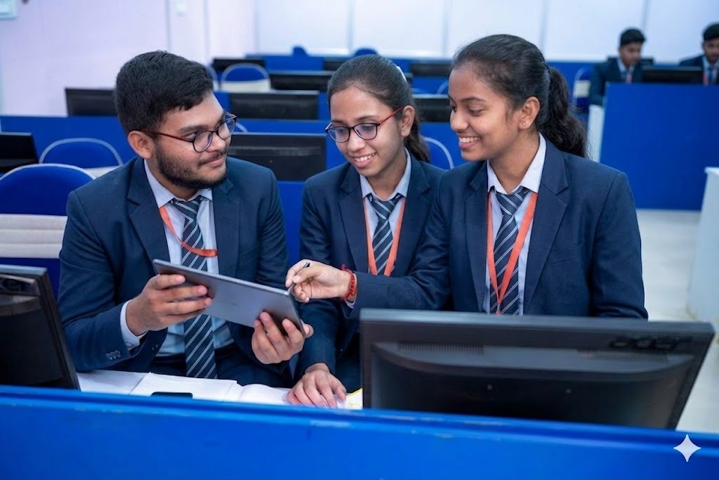 Student working on code